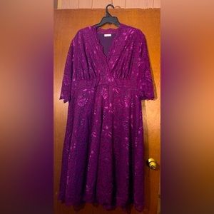 Kiyonna Mademoiselle Lace Cocktail Dress in Berry Bliss - 3x